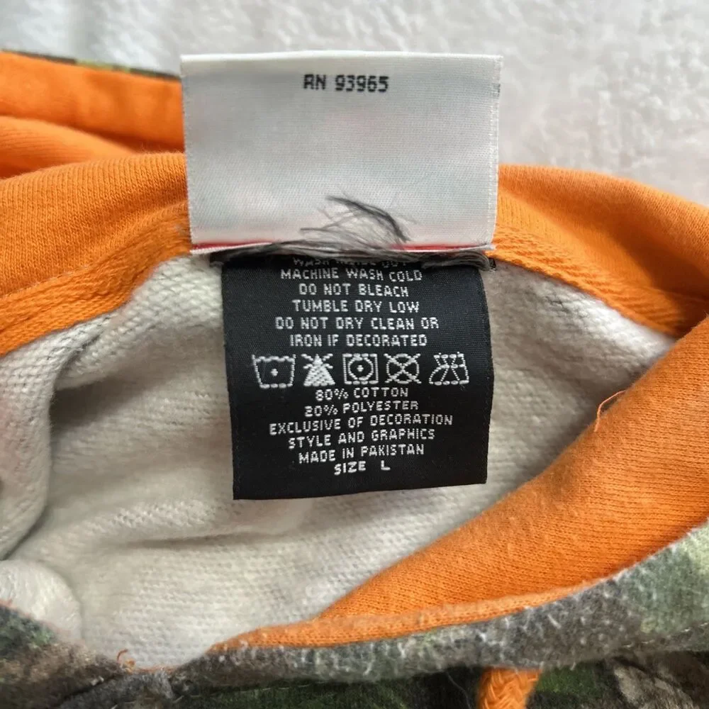 Chase Tony Stewart NASCAR Hoodie Men’s Large Orange Camo Pullover Sweater Hooded